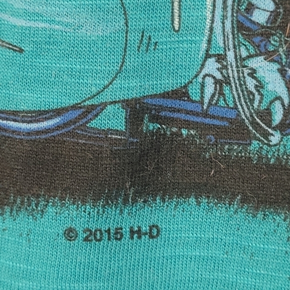 Harley Davidson turquoise blue graphic baseball long sleeve tshirt - Picture 7 of 8